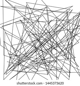 Asymmetrical texture with random chaotic lines, abstract geometric pattern. Black and white vector illustration of design element for creating modern art backgrounds, patterns. Grunge urban style.