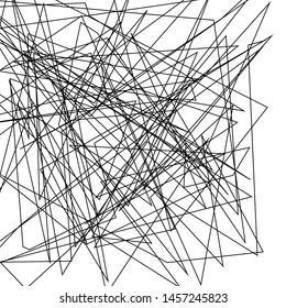 Asymmetrical texture with random chaotic lines, abstract geometric pattern. Black and white vector illustration of design element for creating modern art backgrounds, patterns. Grunge urban style