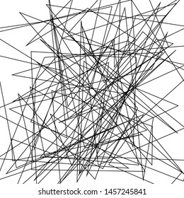 Asymmetrical texture with random chaotic lines, abstract geometric pattern. Black and white vector illustration of design element for creating modern art backgrounds, patterns. Grunge urban style