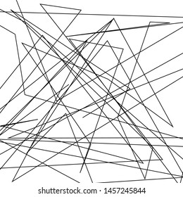 Asymmetrical texture with random chaotic lines, abstract geometric pattern. Black and white vector illustration of design element for creating modern art backgrounds, patterns. Grunge urban style
