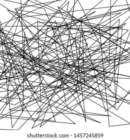 Asymmetrical texture with random chaotic lines, abstract geometric pattern. Black and white vector illustration of design element for creating modern art backgrounds, patterns. Grunge urban style