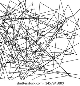 Asymmetrical texture with random chaotic lines, abstract geometric pattern. Black and white vector illustration of design element for creating modern art backgrounds, patterns. Grunge urban style