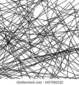 Asymmetrical texture with random chaotic lines. Chaotic pattern for your amazing design. Grunge Urban Distressed backdrop. Black and white. Abstract geometric pattern. Vector illustration
