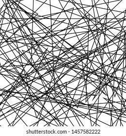 Asymmetrical texture with random chaotic lines. Chaotic pattern for your amazing design. Grunge Urban Distressed backdrop. Black and white. Abstract geometric pattern. Vector illustration