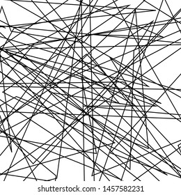 Asymmetrical texture with random chaotic lines. Chaotic pattern for your amazing design. Grunge Urban Distressed backdrop. Black and white. Abstract geometric pattern. Vector illustration