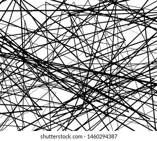 Asymmetrical texture with random chaotic lines. Chaotic pattern for your amazing design. Grunge Urban Distressed backdrop. Black and white. Abstract geometric pattern. Vector illustration