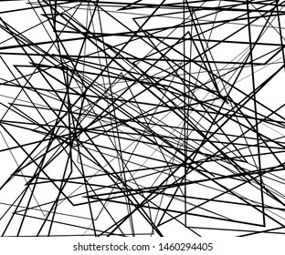 Asymmetrical texture with random chaotic lines. Chaotic pattern for your amazing design. Grunge Urban Distressed backdrop. Black and white. Abstract geometric pattern. Vector illustration