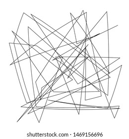 Asymmetrical texture with random chaotic lines, abstract geometric pattern. Black and white vector illustration of design element for creating modern art backgrounds, patterns. Grunge urban style.