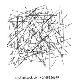 Asymmetrical texture with random chaotic lines, abstract geometric pattern. Black and white vector illustration of design element for creating modern art backgrounds, patterns. Grunge urban style.