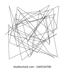 Asymmetrical texture with random chaotic lines, abstract geometric pattern. Black and white vector illustration of design element for creating modern art backgrounds, patterns. Grunge urban style.