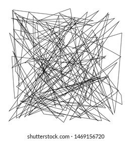 Asymmetrical texture with random chaotic lines, abstract geometric pattern. Black and white vector illustration of design element for creating modern art backgrounds, patterns. Grunge urban style.