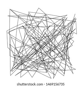 Asymmetrical texture with random chaotic lines, abstract geometric pattern. Black and white vector illustration of design element for creating modern art backgrounds, patterns. Grunge urban style.