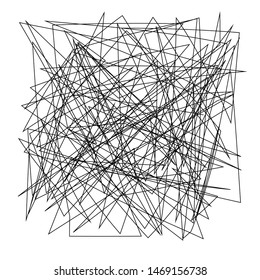 Asymmetrical texture with random chaotic lines, abstract geometric pattern. Black and white vector illustration of design element for creating modern art backgrounds, patterns. Grunge urban style.