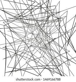 Asymmetrical texture with random chaotic lines. Chaotic pattern for your amazing design. Grunge Urban Distressed backdrop. Black and white. Abstract geometric pattern. Vector illustration