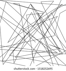 Asymmetrical texture with random chaotic lines, abstract geometric pattern. Black and white vector illustration of design element for creating modern art backgrounds, patterns. Grunge urban style.