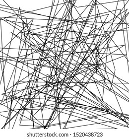 Asymmetrical texture with random chaotic lines, abstract geometric pattern. Black and white vector illustration of design element for creating modern art backgrounds, patterns. Grunge urban style.