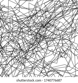 Textura asimétrica con líneas caóticas aleatorias, patrón geométrico abstracto. Ilustración vectorial en blanco y negro del elemento de diseño para crear patrones, patrones de arte moderno. Grunge estilo urbano.