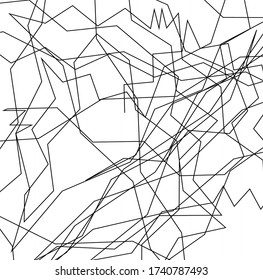 Textura asimétrica con líneas caóticas aleatorias, patrón geométrico abstracto. Ilustración vectorial en blanco y negro del elemento de diseño para crear patrones, patrones de arte moderno. Grunge estilo urbano.