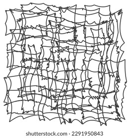 Asymmetrical texture with random chaotic lines, abstract geometric pattern. Abstract tangle texture. Monochrome wallpaper. Hand drawn dynamic scrawls. Black and white illustration. Grunge style.
