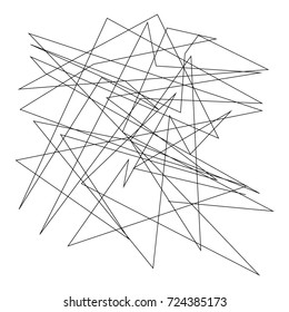 Asymmetrical texture with random chaotic lines, abstract geometric pattern. Black and white vector illustration of design element for creating modern art backgrounds, patterns. Grunge urban style.