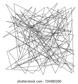 Asymmetrical texture with random chaotic lines, abstract geometric pattern. Black and white vector illustration of design element for creating modern art backgrounds, patterns. Grunge urban style.