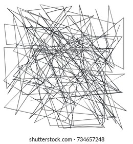 Asymmetrical texture with random chaotic lines, abstract geometric pattern. Black and white vector illustration of design element for creating modern art backgrounds, patterns. Grunge urban style.
