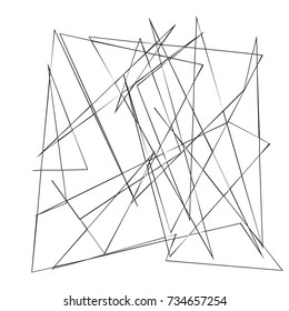 Asymmetrical texture with random chaotic lines, abstract geometric pattern. Black and white vector illustration of design element for creating modern art backgrounds, patterns. Grunge urban style.