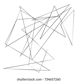 Asymmetrical texture with random chaotic lines, abstract geometric pattern. Black and white vector illustration of design element for creating modern art backgrounds, patterns. Grunge urban style.