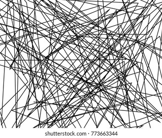 Asymmetrical texture with random chaotic lines, abstract geometric pattern. Black and white vector illustration of design element for creating modern art backgrounds, patterns. Grunge urban style.