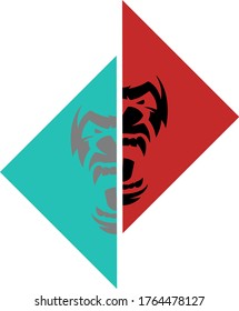 Asymmetrical Tribal Design "Angry Ape", you can use it for tattoo design or anything you want