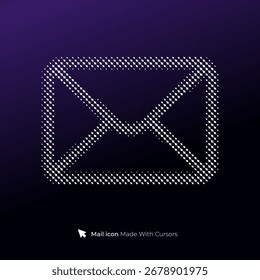 Asymmetrical vector design of a mail icon made with various arrow cursor icons.