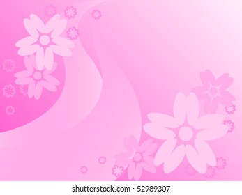 Asymmetrically placed flowers on a pink abstract background