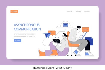 Asynchronous Communication concept. Illustrating the flexibility of modern workflows with delayed messaging, fostering efficient task management. Unbound by time, enhancing productivity.