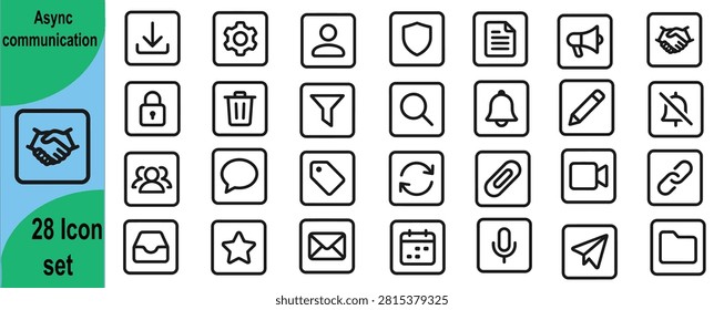 Asynchronous communication icon set 20 line icons for digital collaboration and remote work