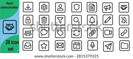 Asynchronous communication icon set 20 line icons for digital collaboration and remote work