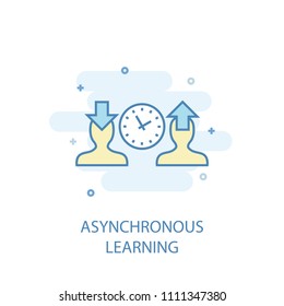 Asynchronous Learning concept trendy icon. Simple line, colored illustration. Asynchronous Learning concept symbol flat design from eLearning  set. Can be used for UI/UX