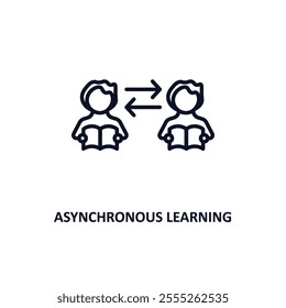 asynchronous learning outline icon.  Thin line icon from e learning and education collection. Editable vector isolated on white background