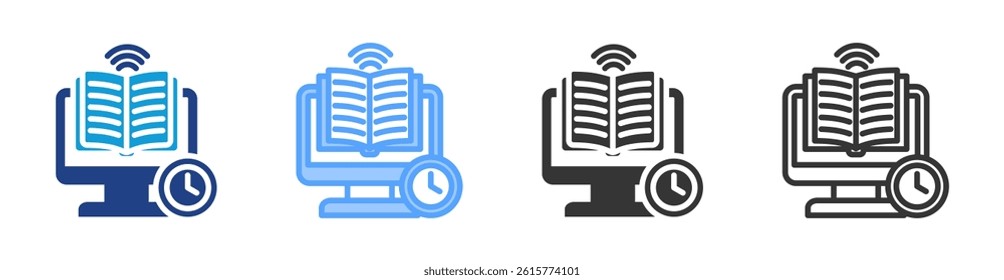 Asyncrhronous Learning icon set multiple style collection