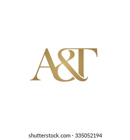 A&T Initial logo. Ampersand monogram logo gold