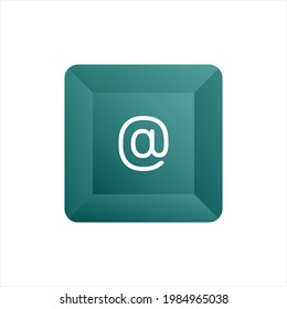 (At) symbol button on keyboard. Transparent background. EPS 10