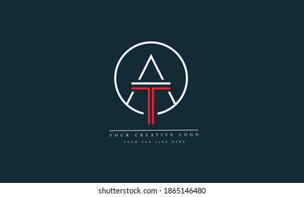 AT, TA, A, T abstract vector logo monogram template