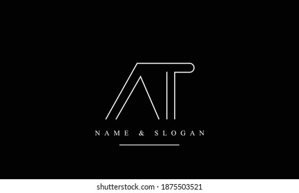 AT, TA, A, T abstract vector logo monogram template