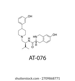 AT-076 estructura molecular, compuesto antagonista del receptor opioide experimental, diagrama de Vector científico limpio, fórmula química esquelética