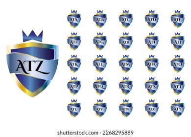 ATA to ATZ collection of shield logos with three capital letters