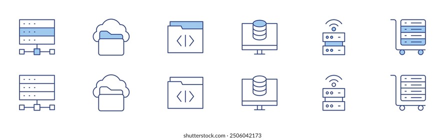 ata icon set in two styles, Duotone and Thin Line style. Editable stroke. data server, data storage, digital, delivery, folder.