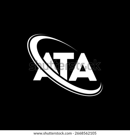 ATA logo. ATA letter logo design. Initials ATA logo linked with circle and uppercase monogram logo. ATA typography for technology, business and real estate brand.