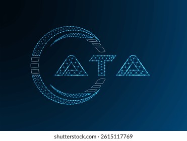 ATA low poly letter logo vector design. ATA lower poly logo design. 