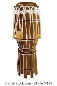 Atabaque . This is a drum used in the sport called capoeira. Vector illustration isolated on white background.