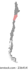 Atacama Region Karte, Verwaltungsabteilung von Chile.