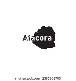 Atacora-Karte und schwarzes Buchstabendesign auf weißem Hintergrund
